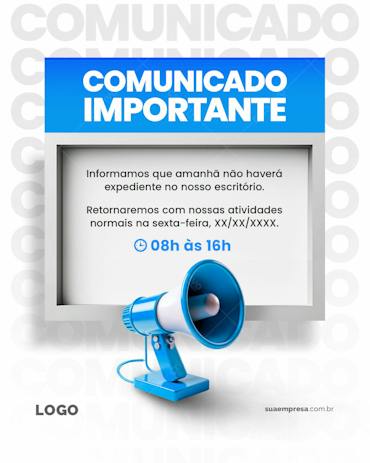 Social media para avisos e comunicados - [download] 22538 | Criativo Dahora
