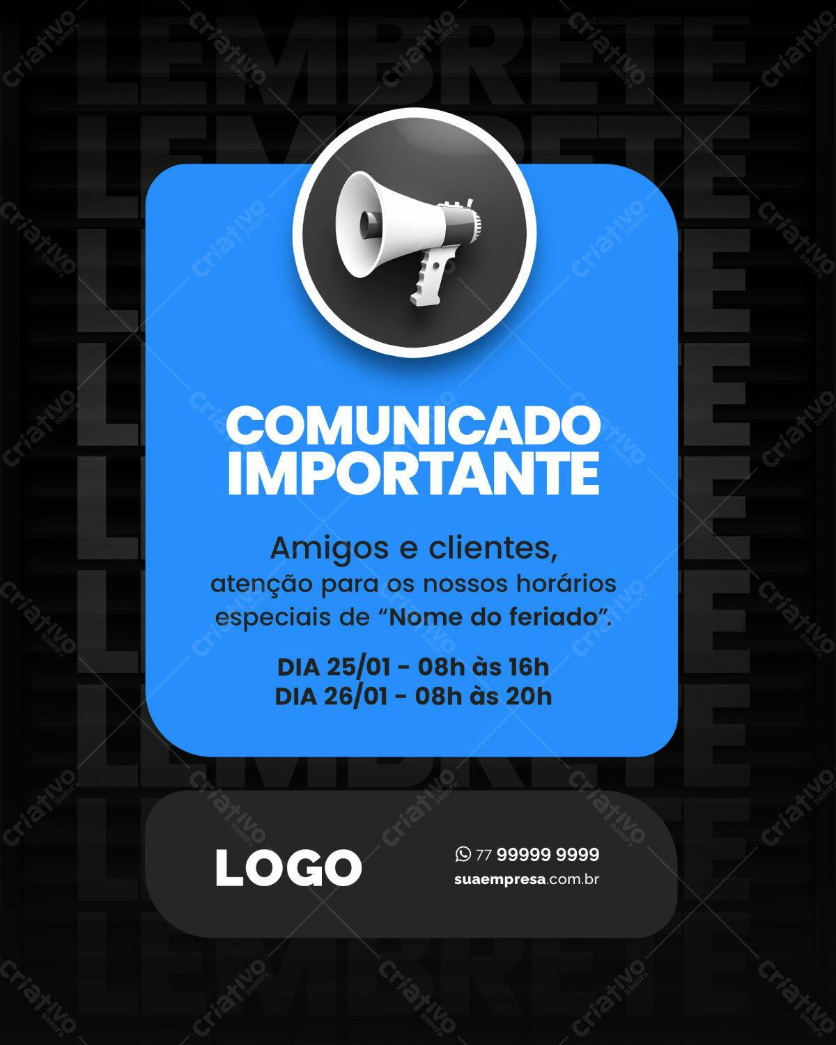Comunicado Importante PSD Editável