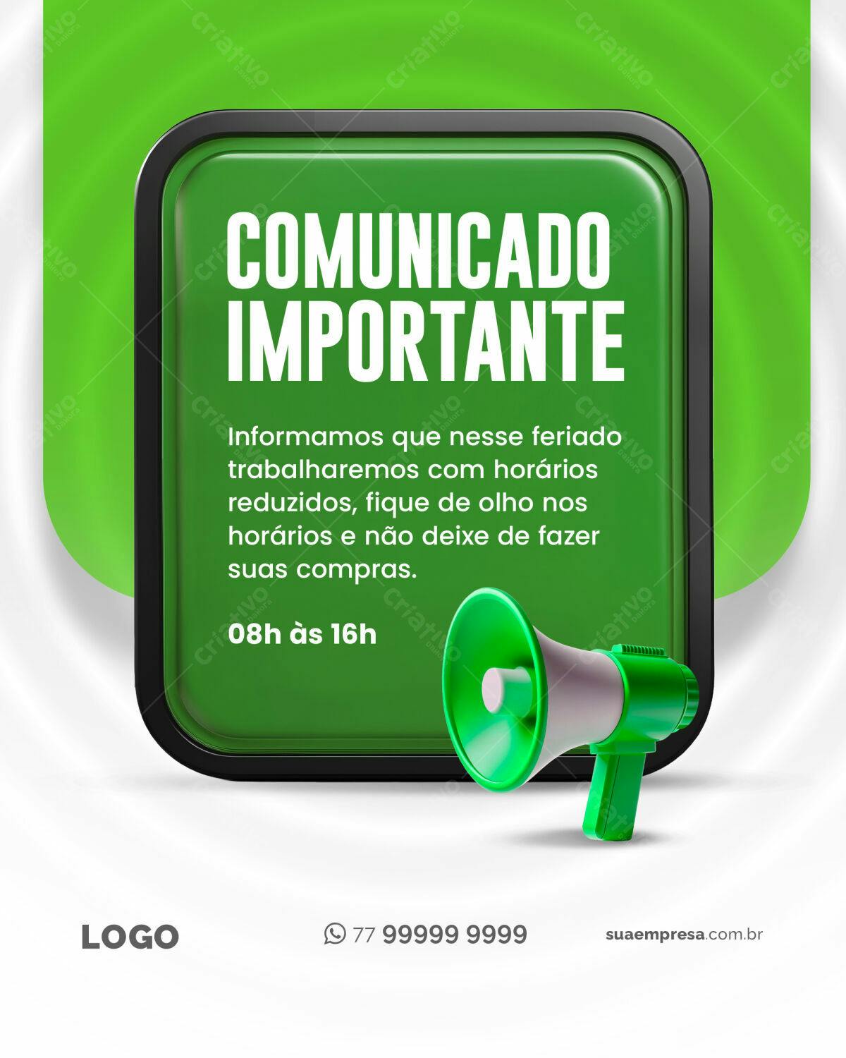Comunicado Feriado PSD Editável