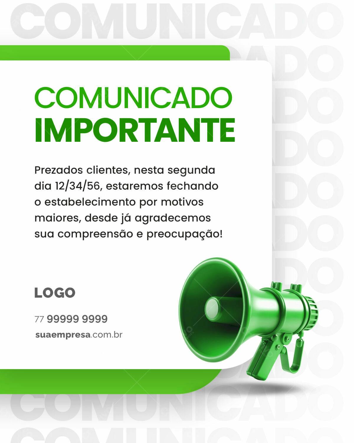 Comunicado Importante para Empresa PSD Editável