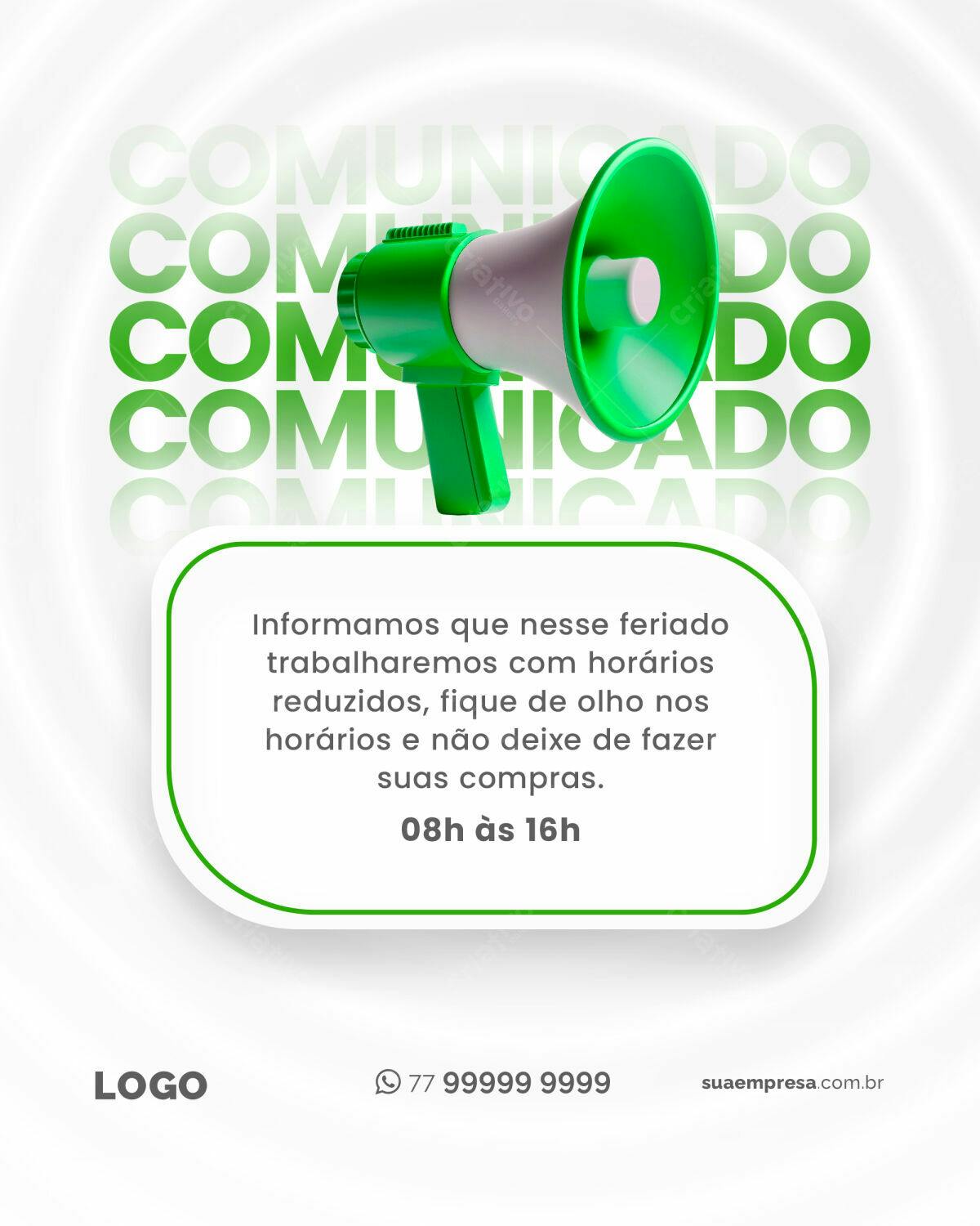 Comunicado Feriado PSD Editável