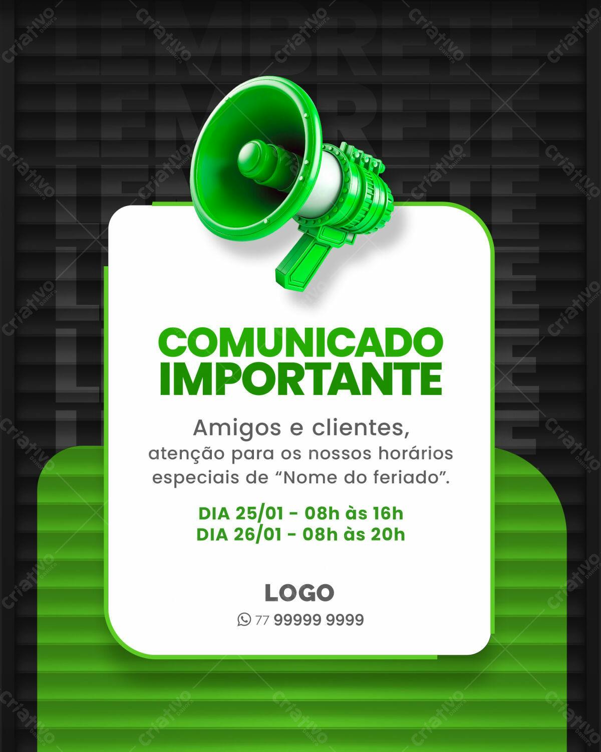 Comunicado Importante PSD Editável