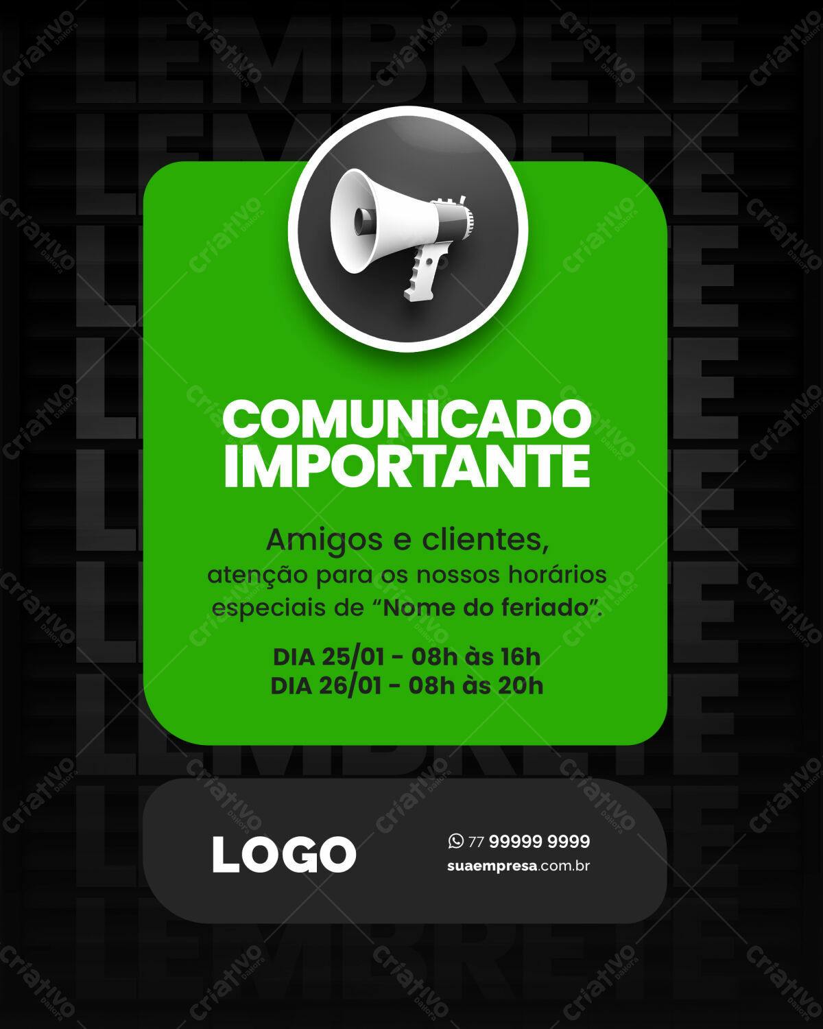 Comunicado Importante PSD Editável