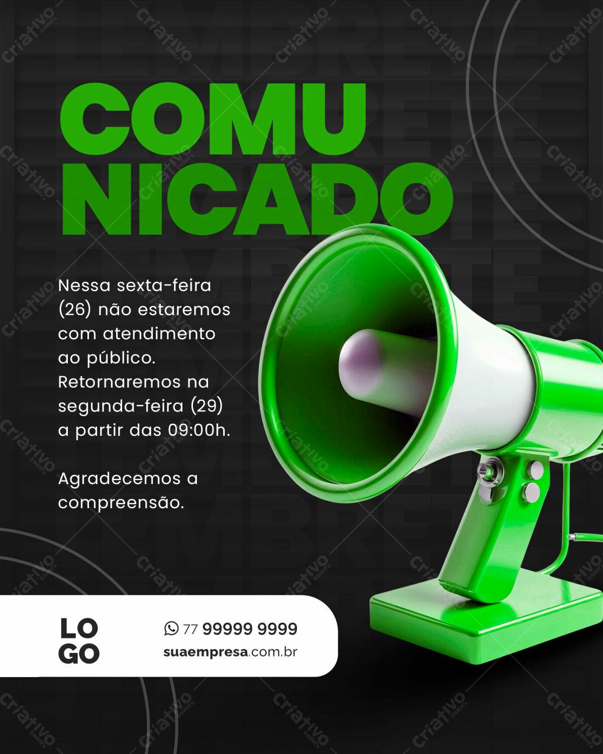 Comunicado de Encerramento PSD Editável