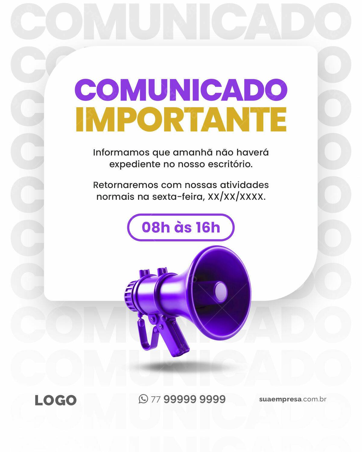 Comunicado Importante PSD Editável