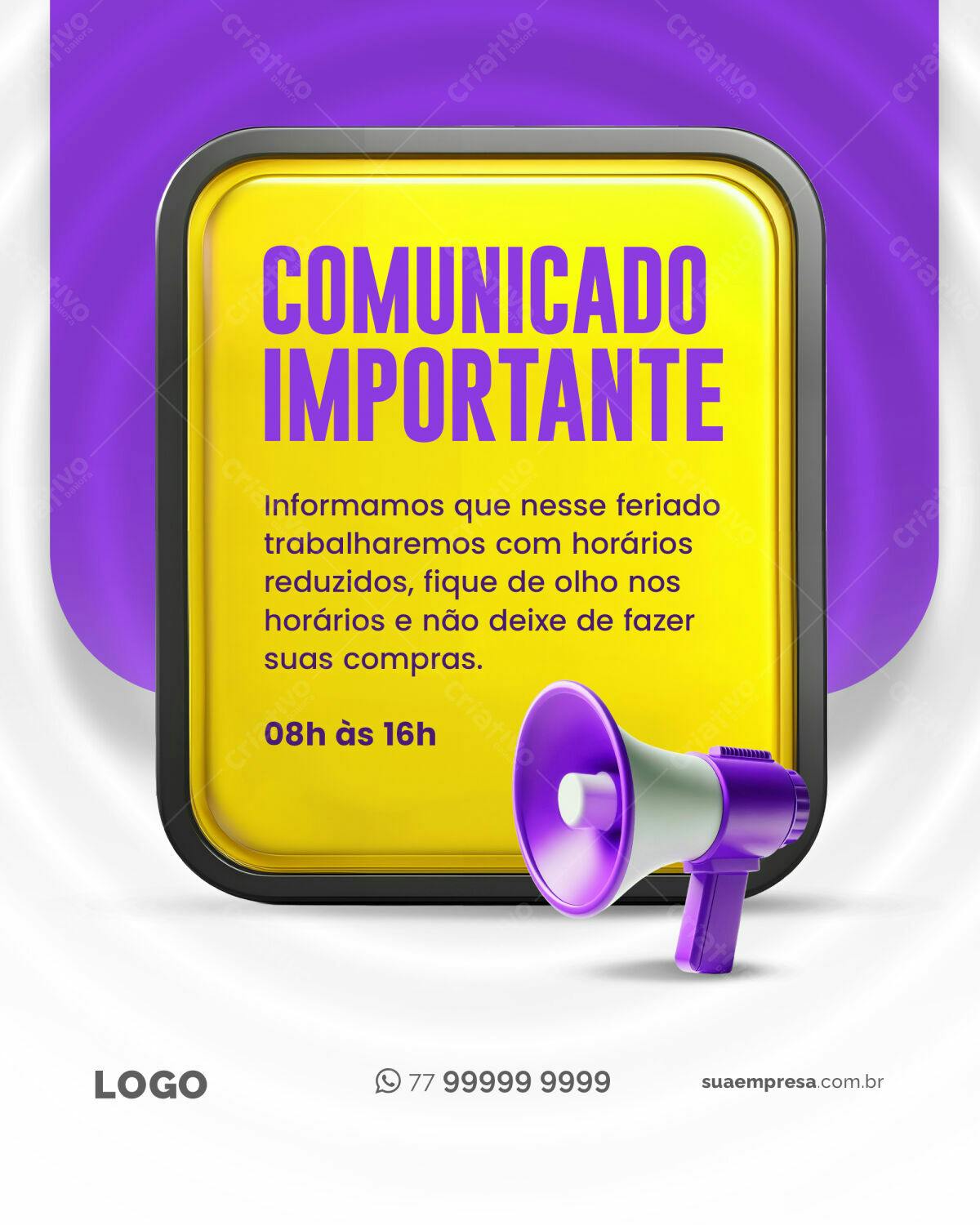 Comunicado Feriado PSD Editável