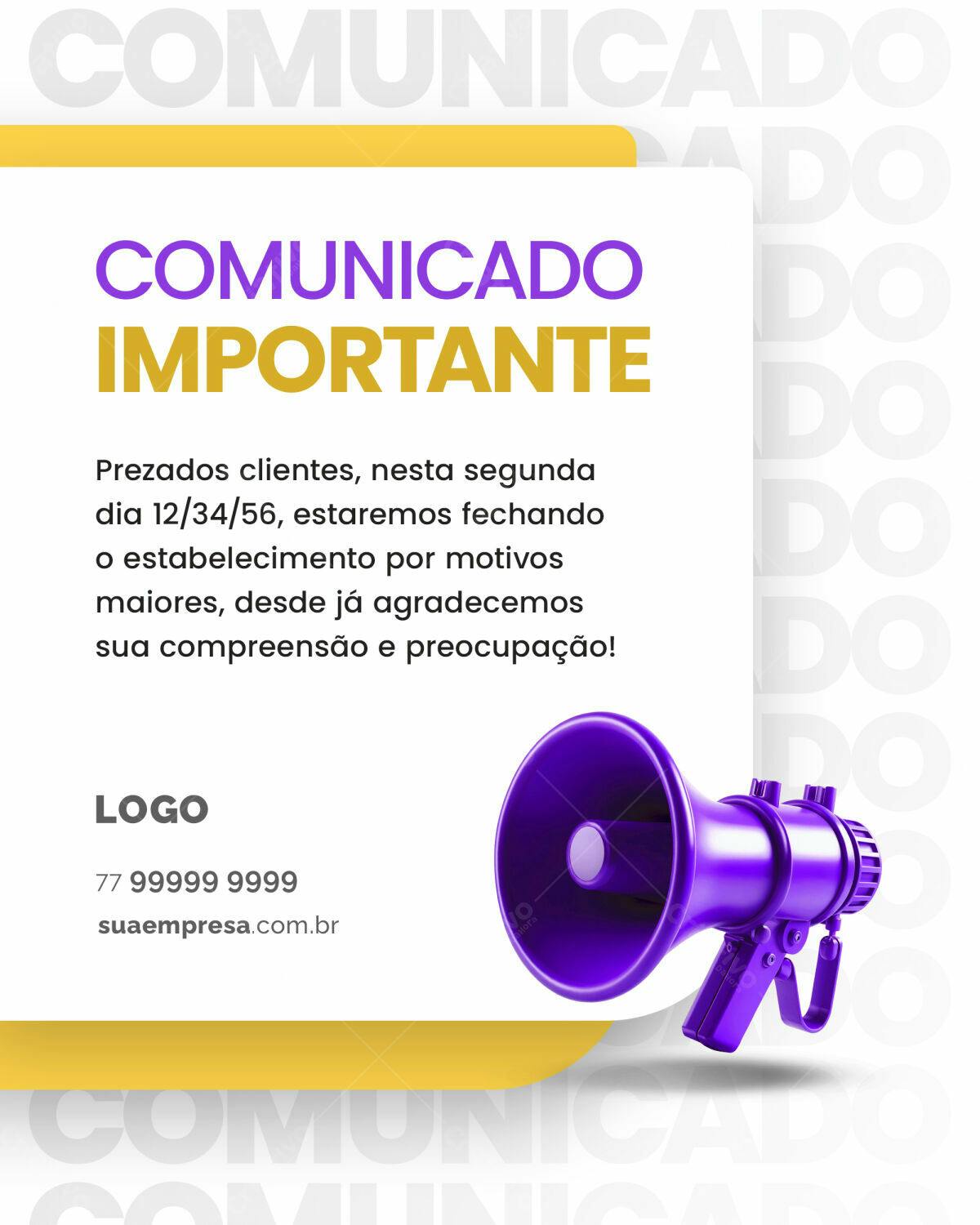 Comunicado Importante PSD Editável