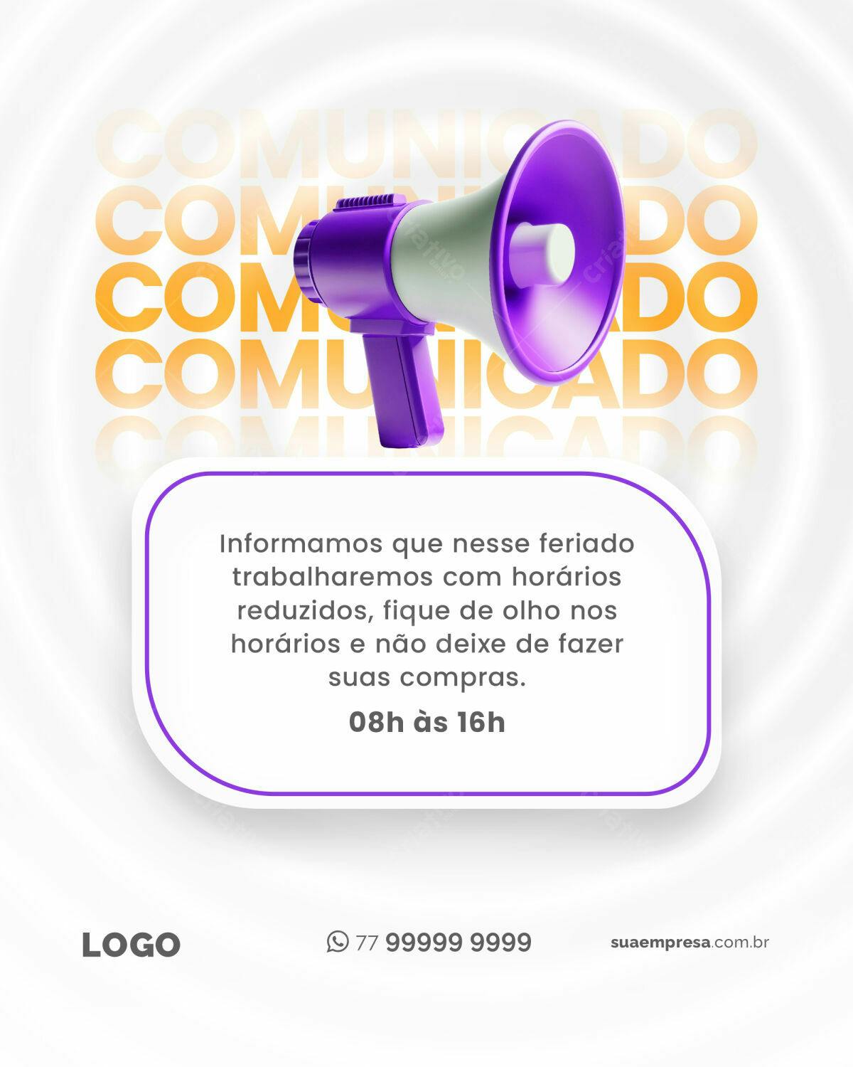 Comunicado Feriado PSD Editável