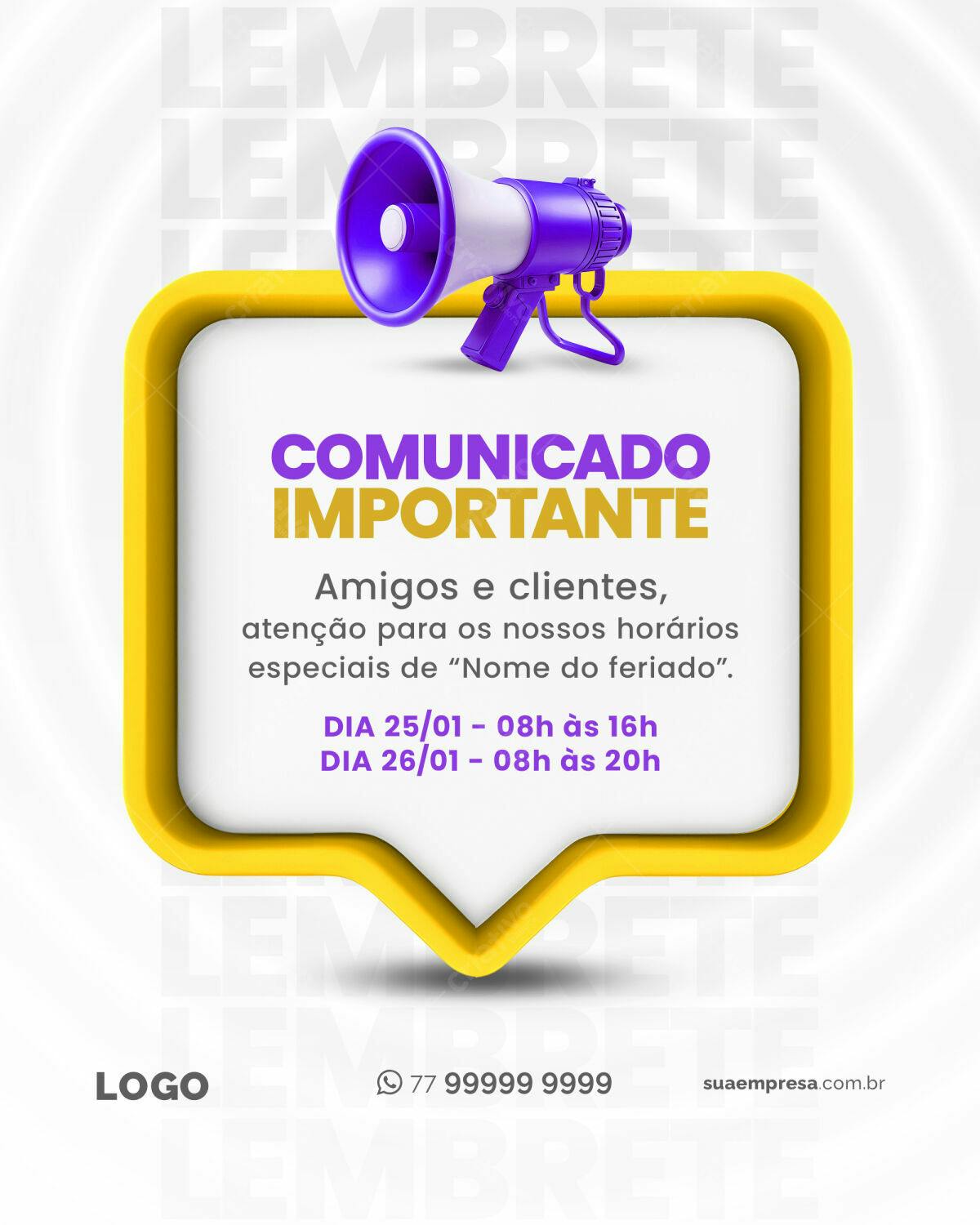 Comunicado Importante PSD Editável