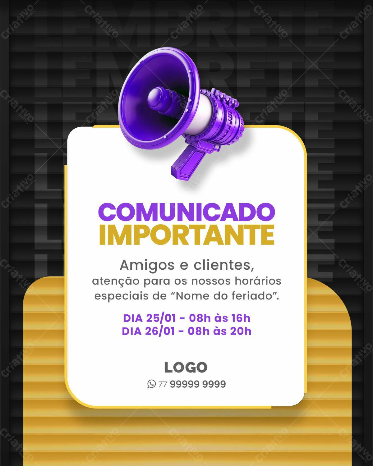 Comunicado Importante PSD Editável