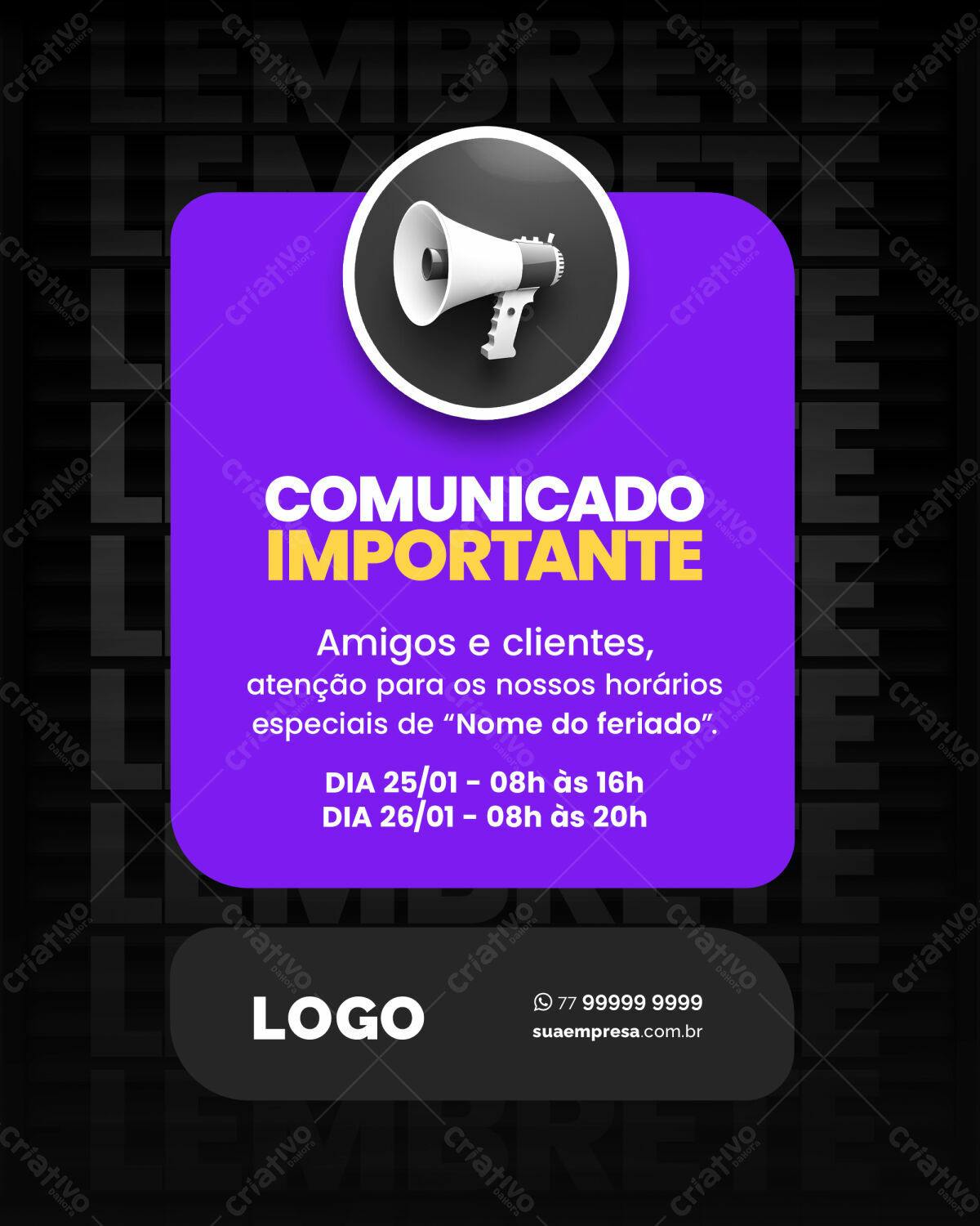 Comunicado Importante PSD Editável