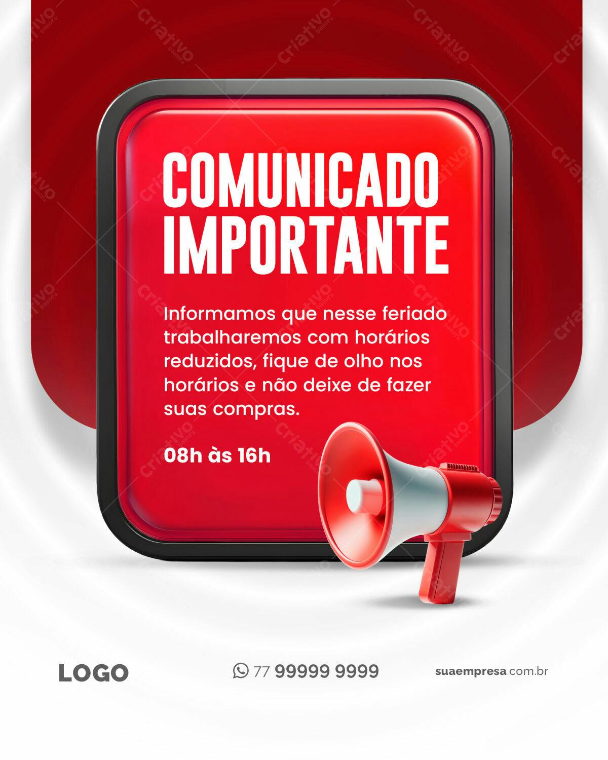 Comunicado Feriado PSD Editável