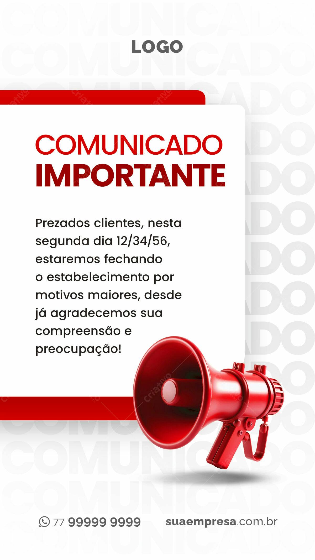 Comunicado Importante PSD Editável