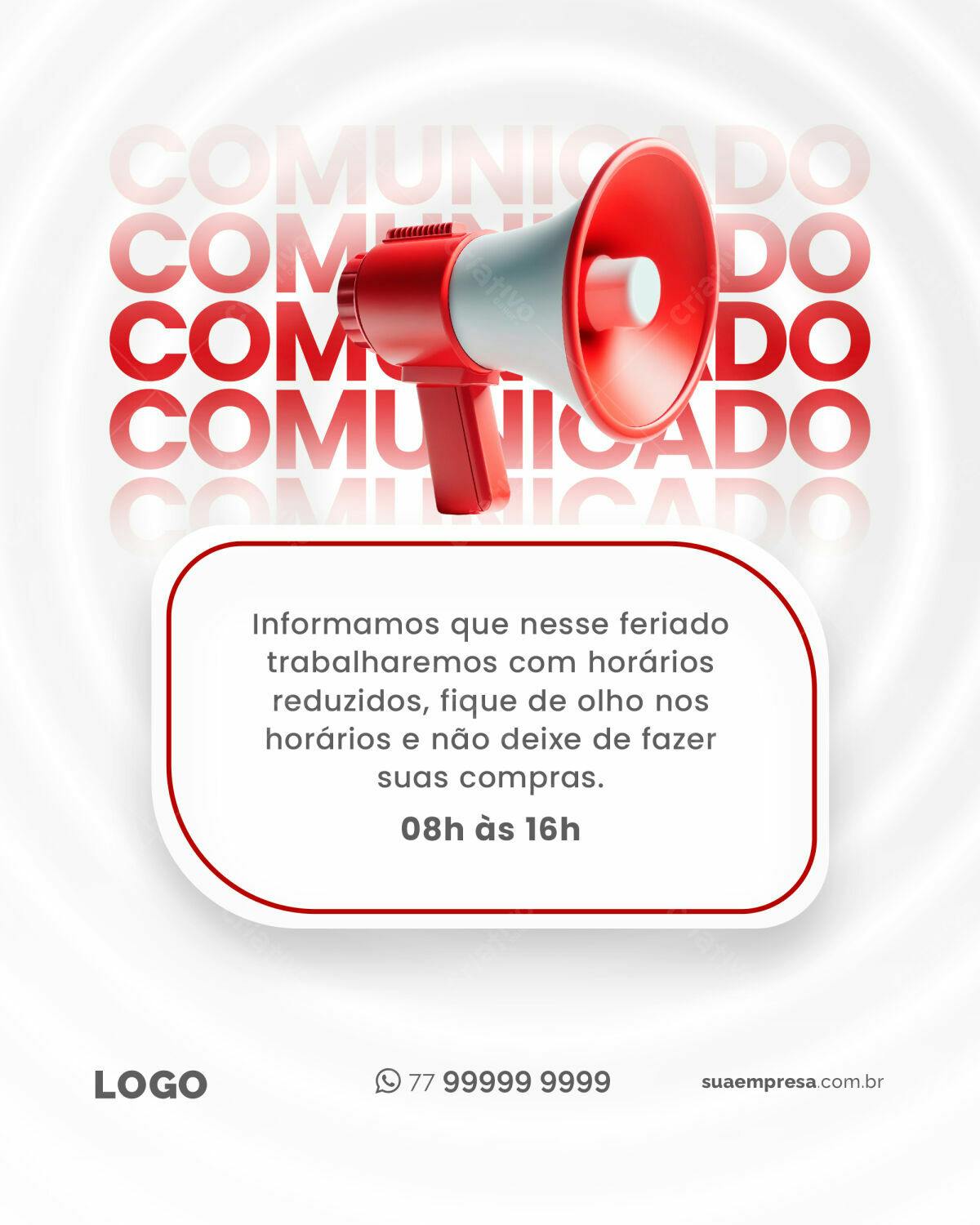 Comunicado Feriado PSD Editável