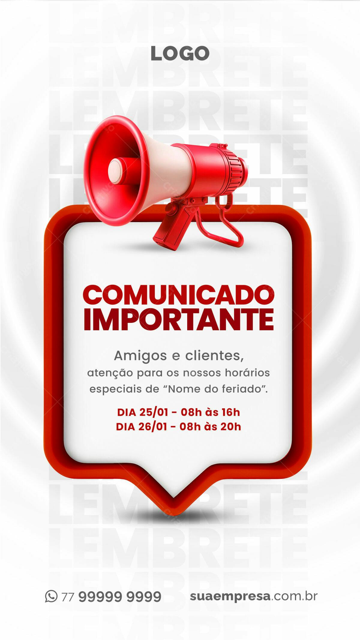 Flyer para Comunicado Importante PSD Editável