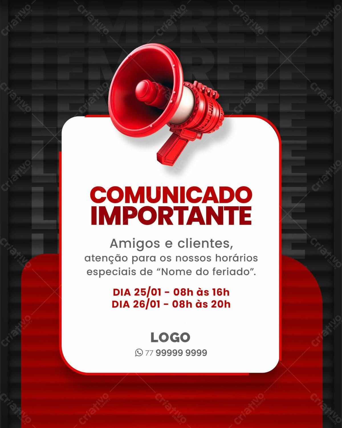 Comunicado Importante PSD Editável