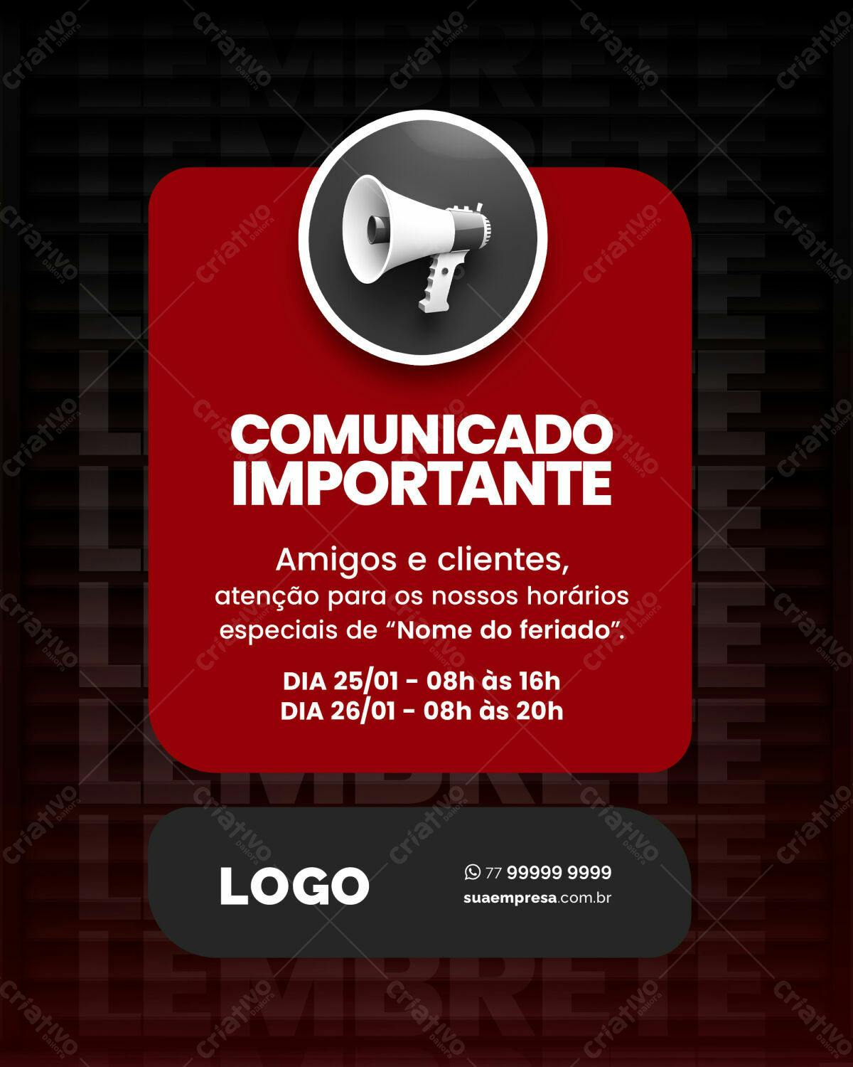 Flyer para Comunicado Importante PSD Editável