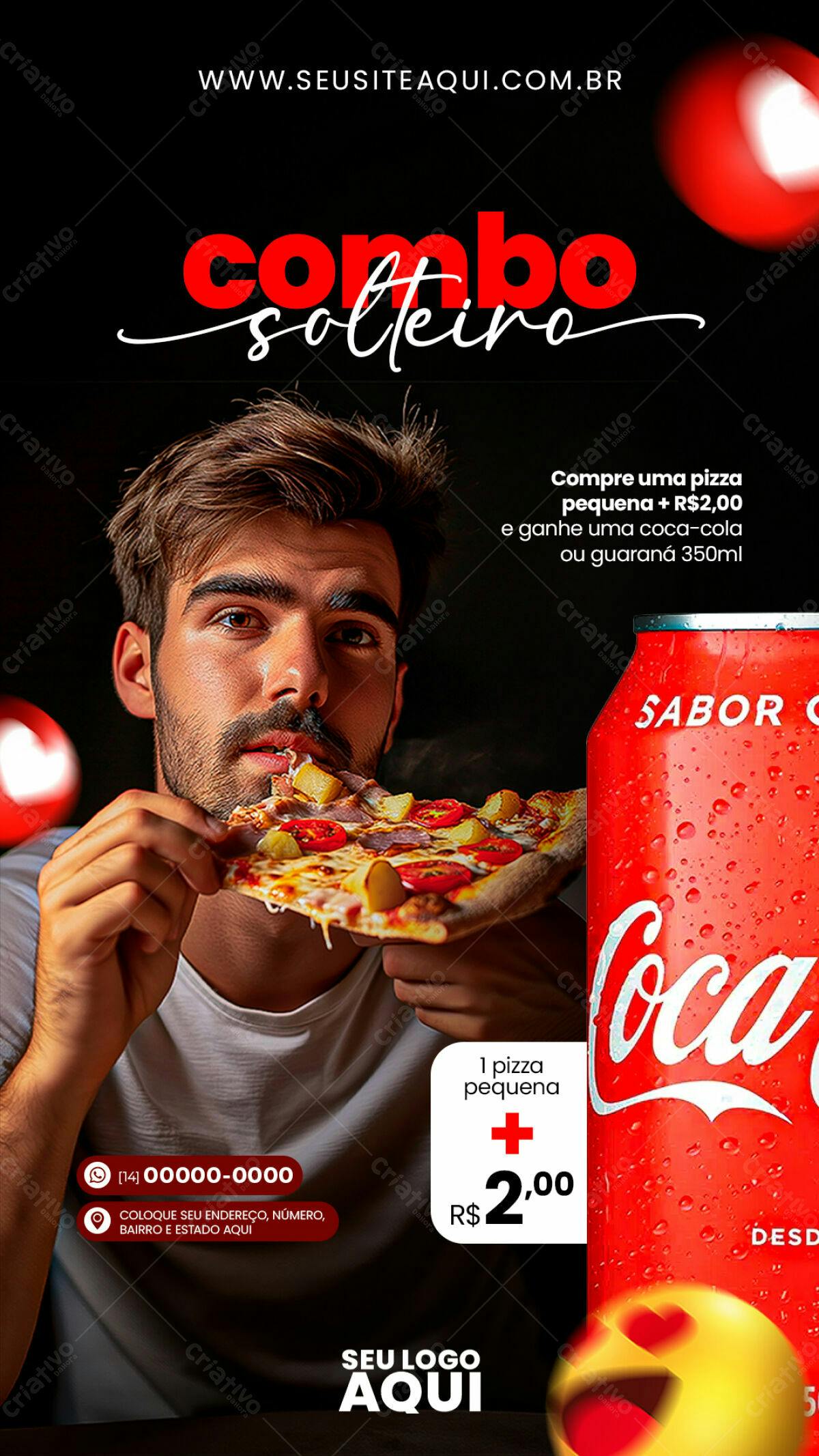 Flyer Combo Pizza e Coca-Cola PSD Editável