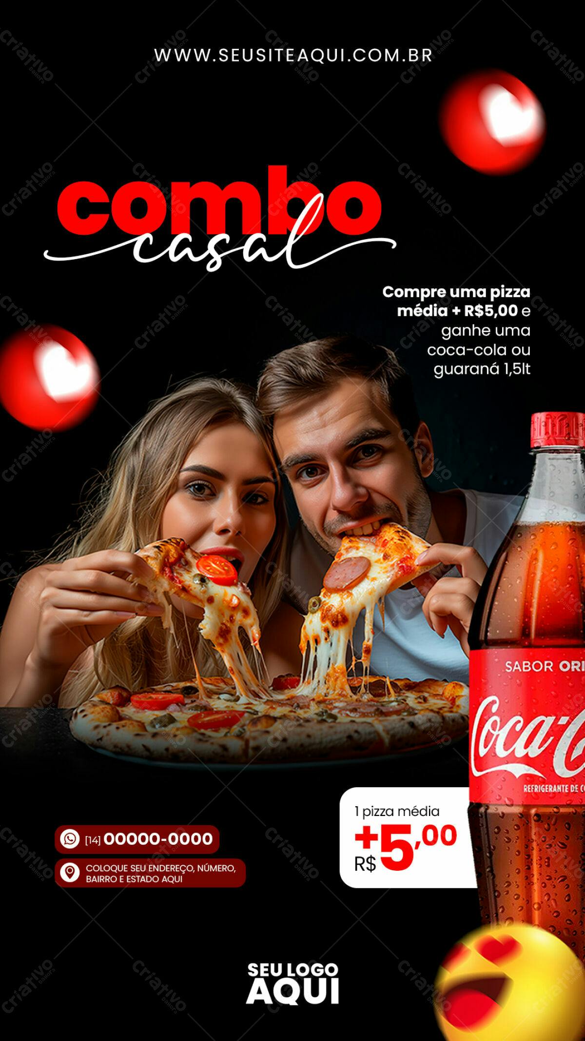 Flyer Combo Casal Pizza e Refrigerante PSD Editável