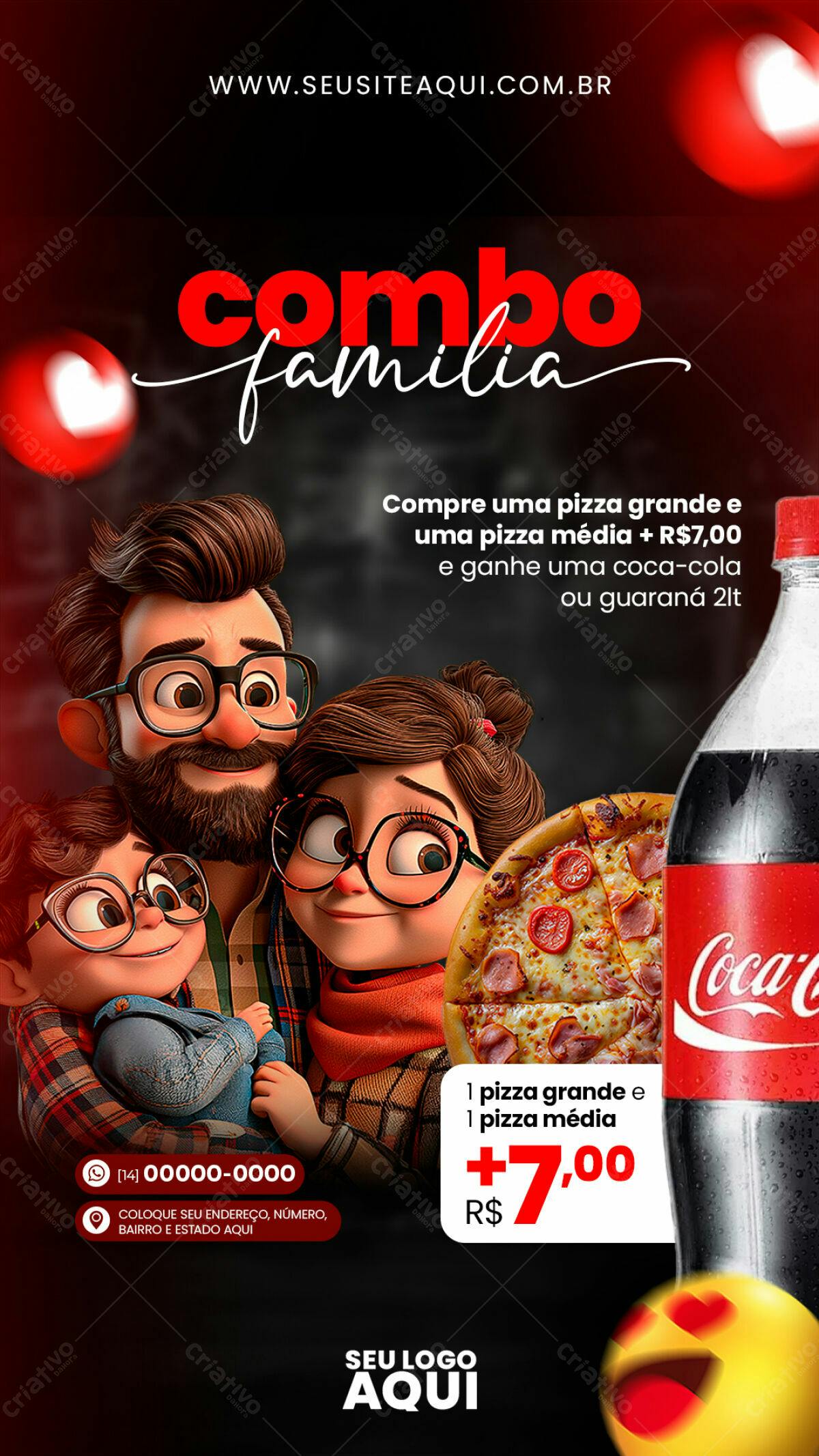 Flyer Combo Família Pizza PSD Editável