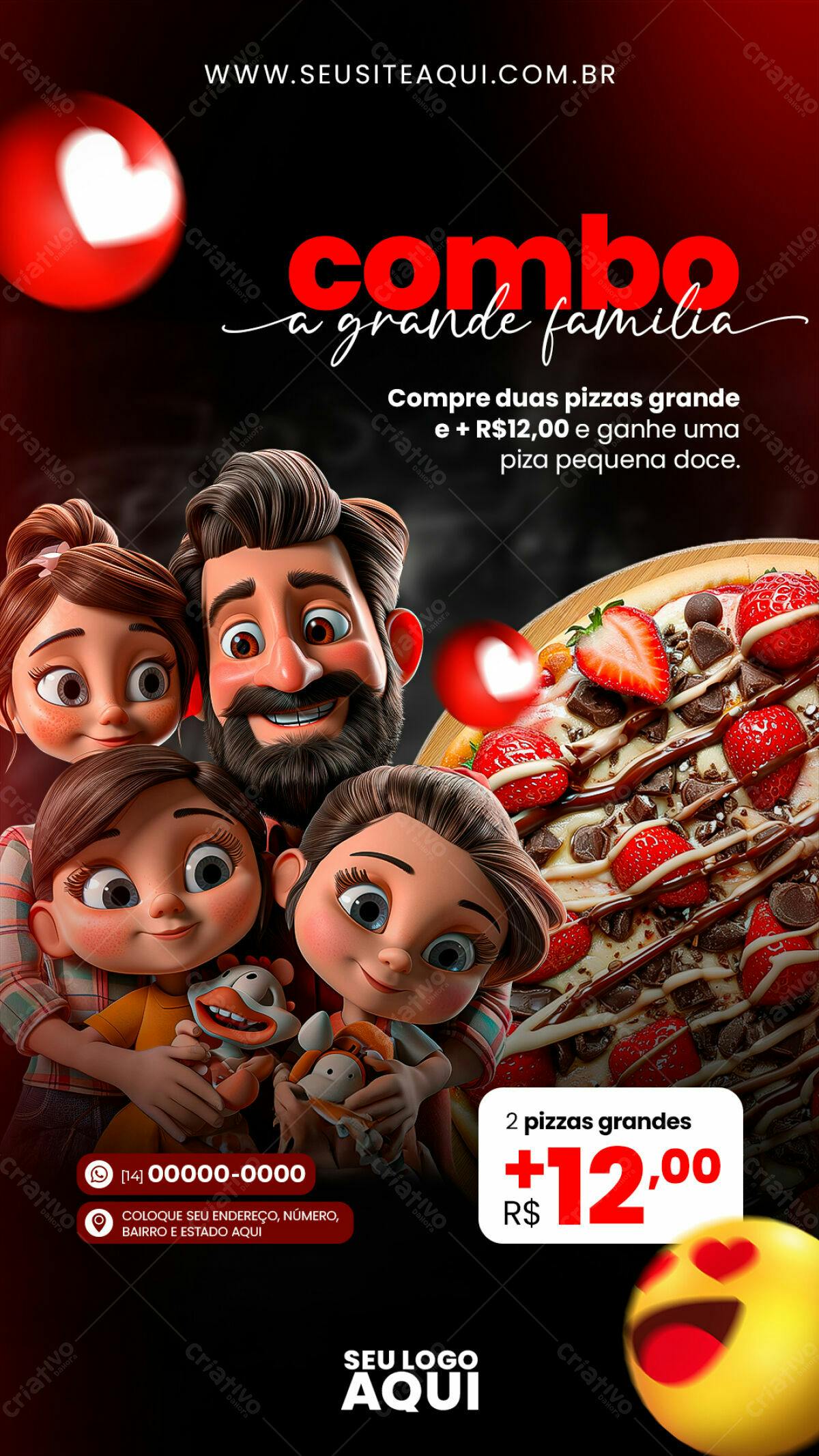 Flyer Promoção Pizza Família PSD Editável