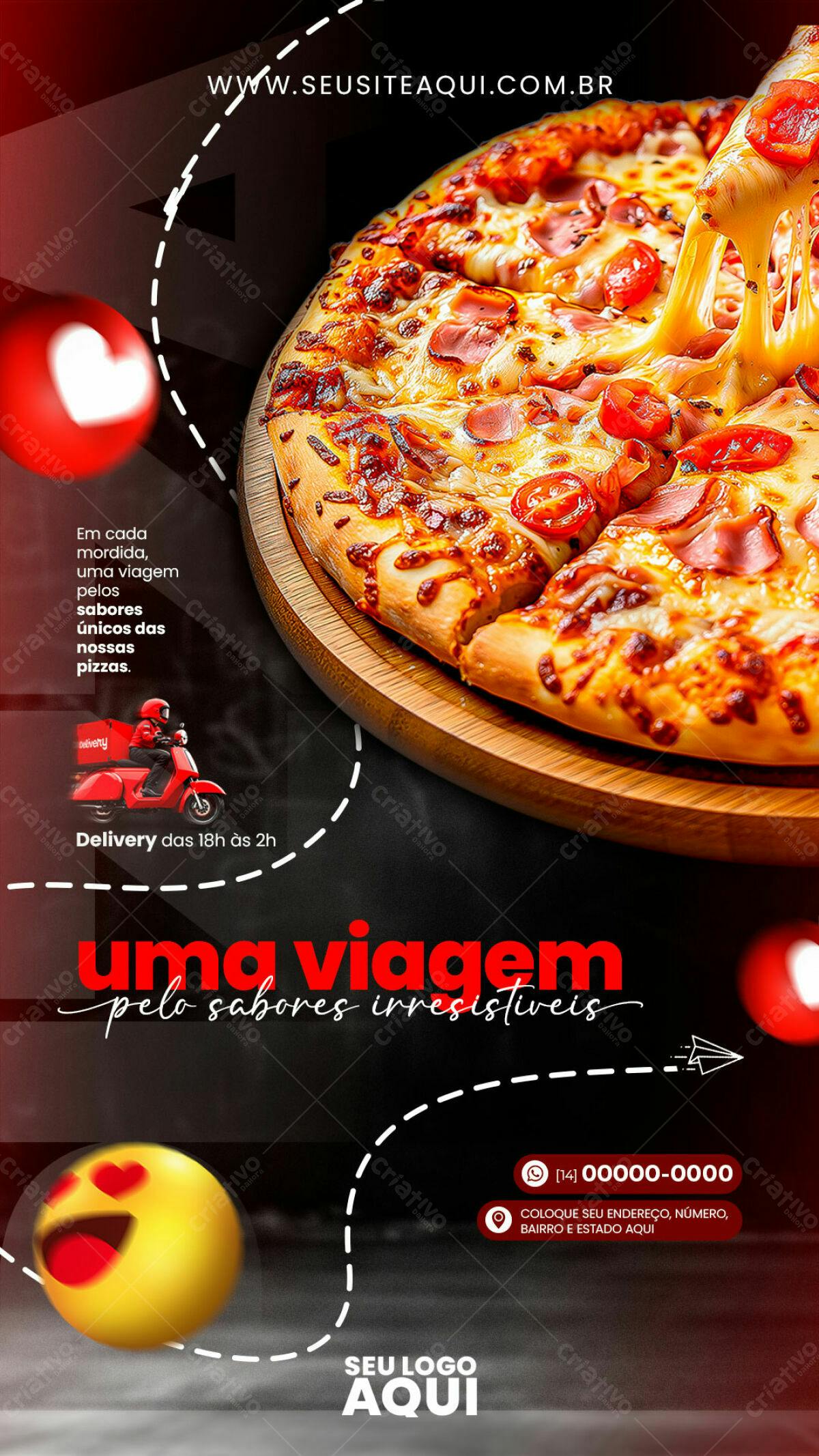 Flyer Pizza Sabores Irresistíveis PSD Editável