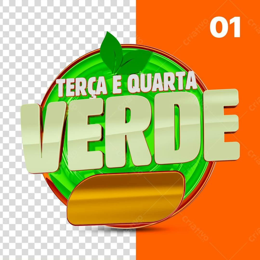 Selo 3D promocional verde e dourado