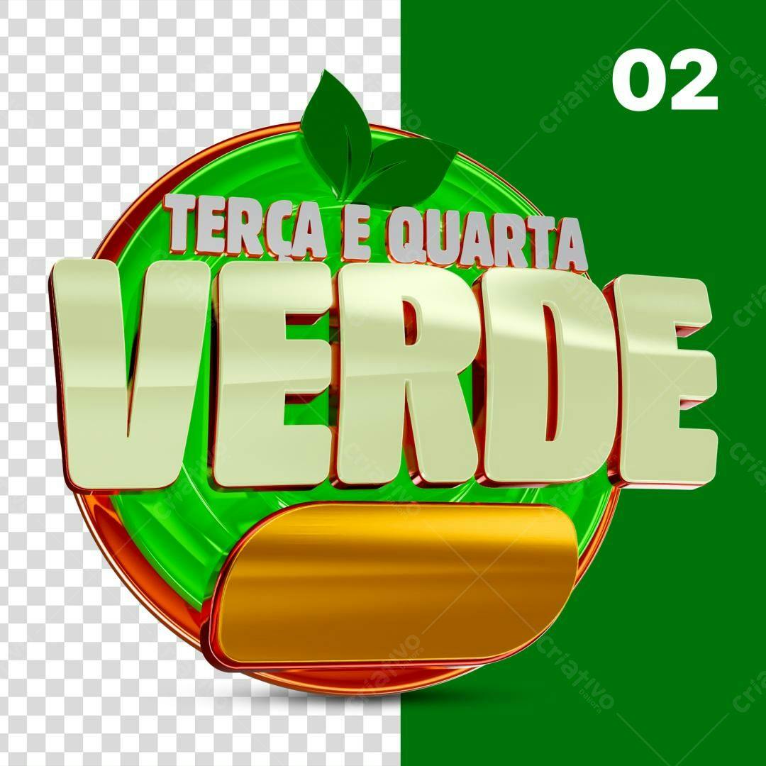 Selo 3D promocional verde e dourado