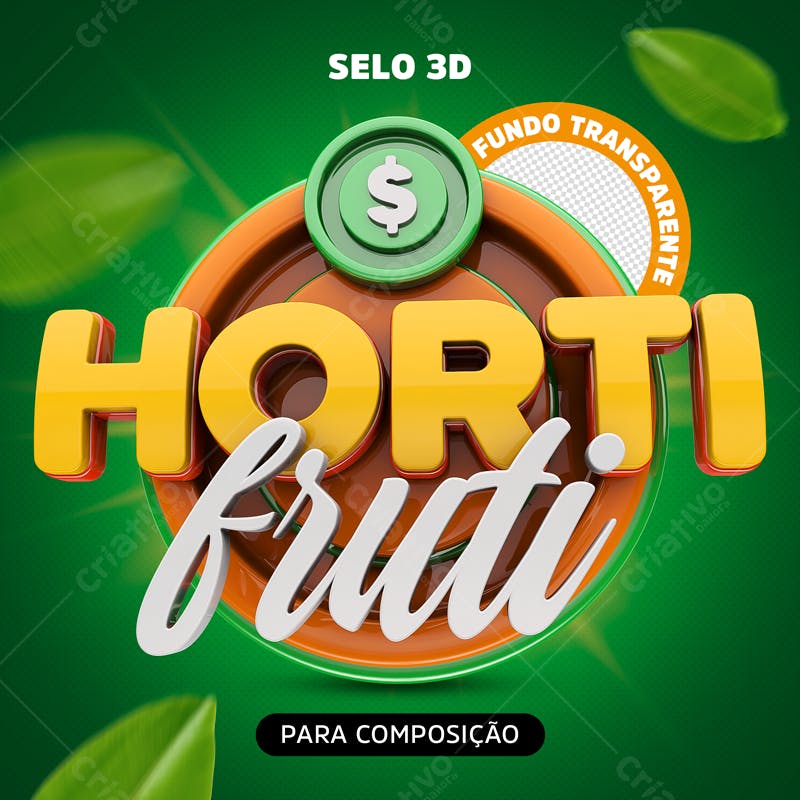 Selo 3D Horti Fruti PSD Editável