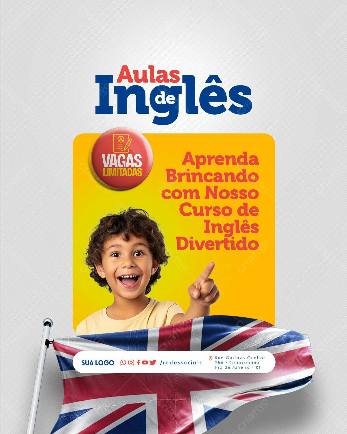 Flyer para Curso de Inglês Infantil PSD Editável