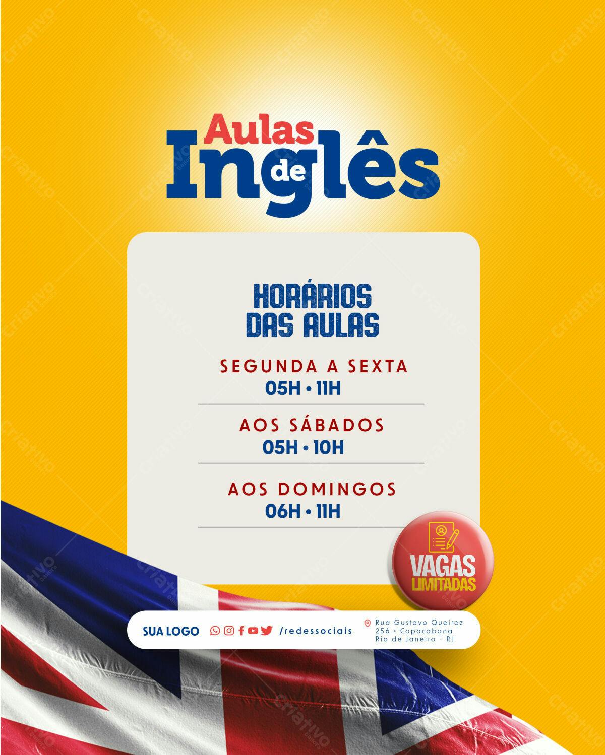 Flyer para Aulas de Inglês PSD Editável