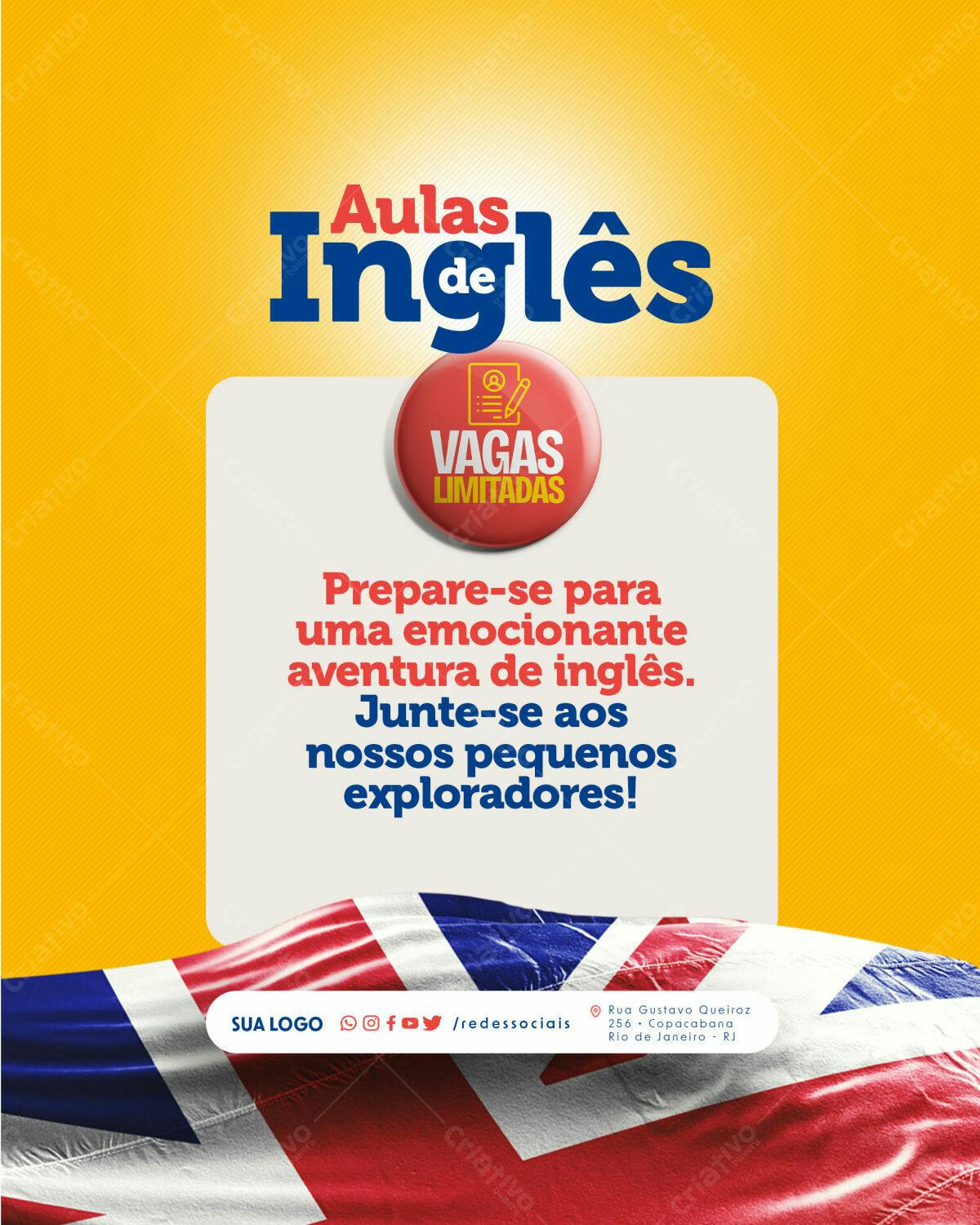 Flyer para Curso de Inglês PSD Editável
