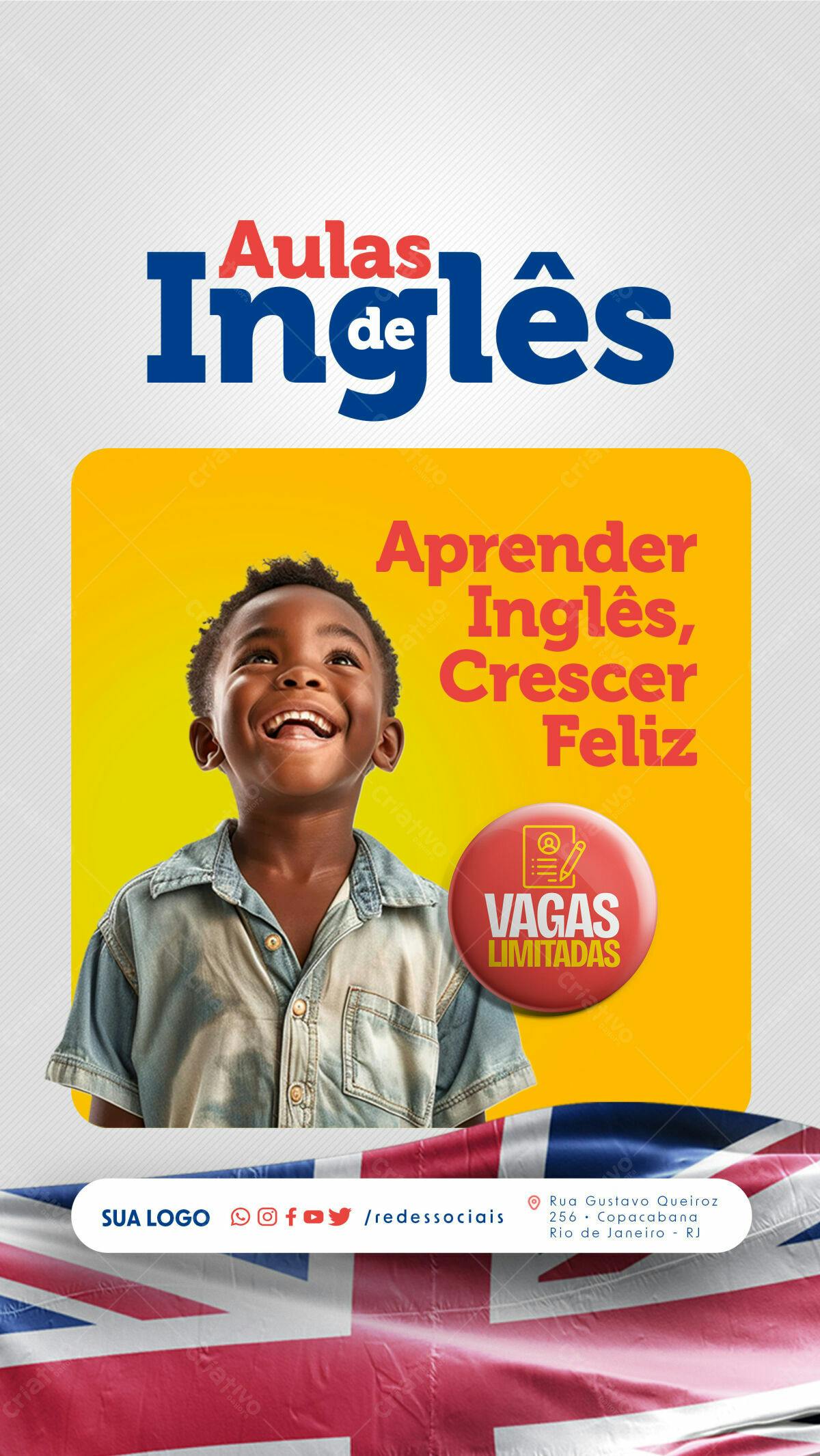 Flyer para Aulas de Inglês PSD Editável