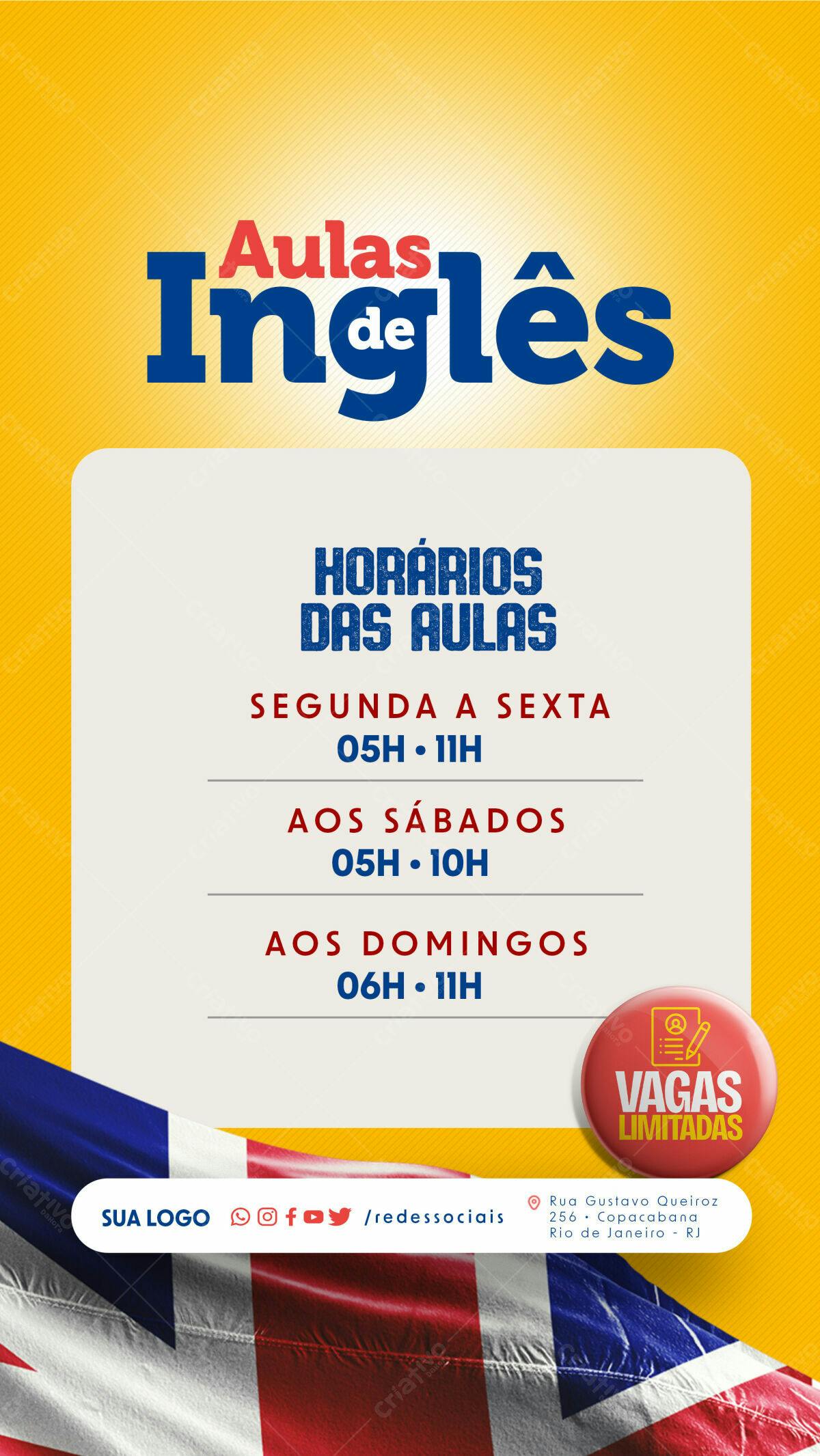 Flyer Aulas de Inglês PSD Editável