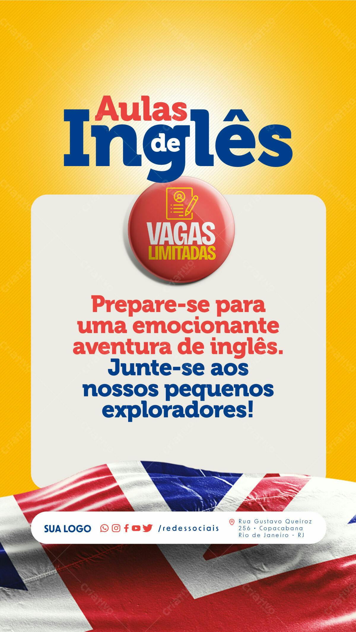 Flyer para Aulas de Inglês PSD Editável