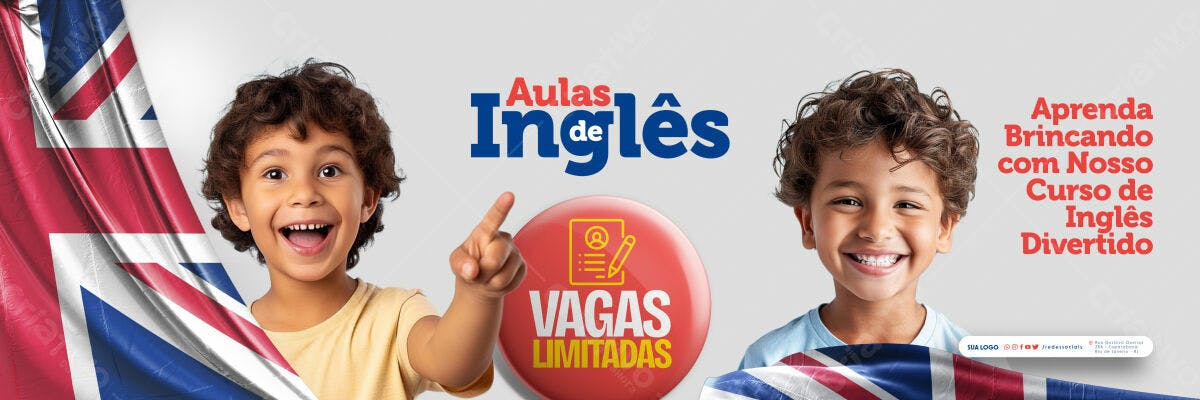 Banner Curso de Inglês Infantil PSD Editável