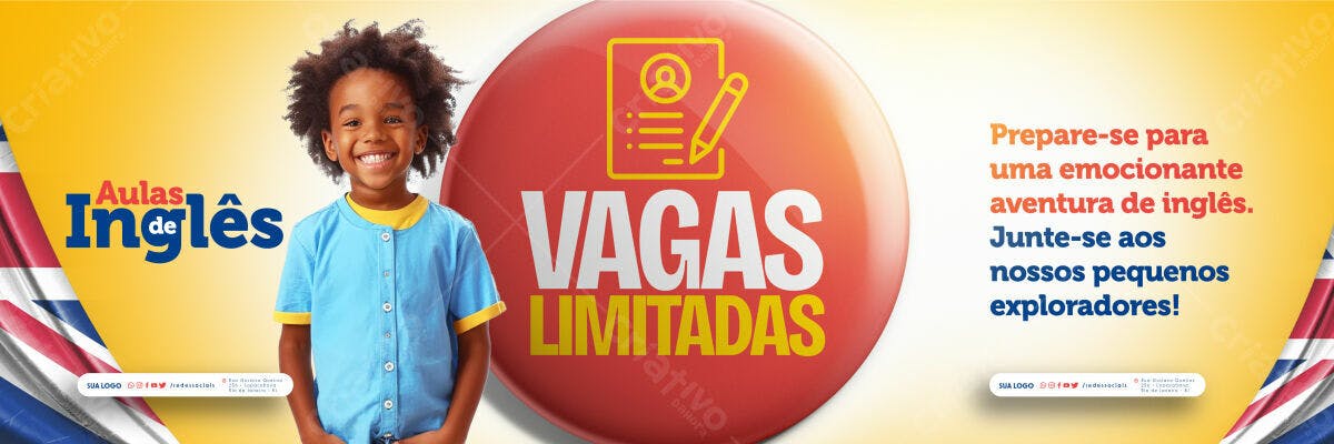 Banner Matrícula Aulas de Inglês PSD Editável