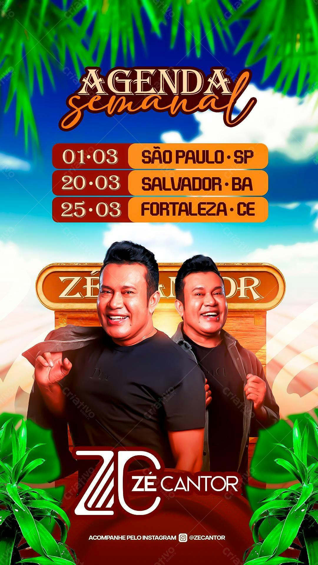 Flyer Agenda Semanal Zé Cantor PSD Editável