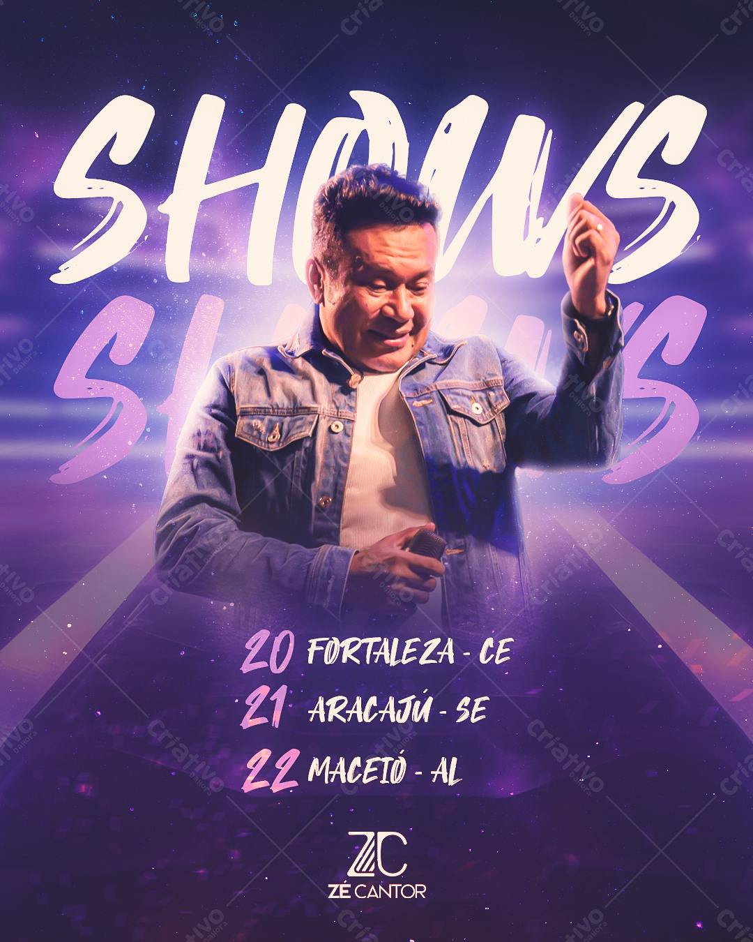 Flyer para Shows de Zé Cantor PSD Editável