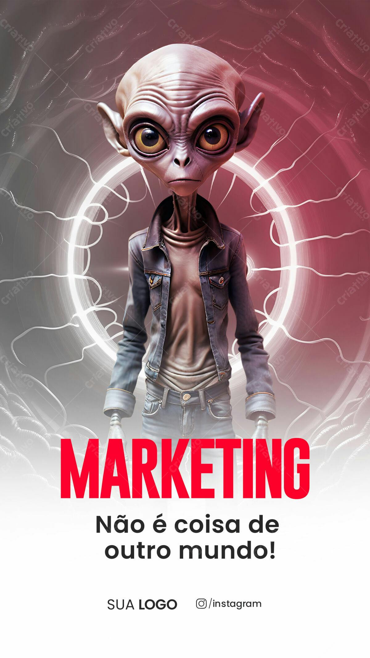 Poster de Marketing com Alien PSD Editável