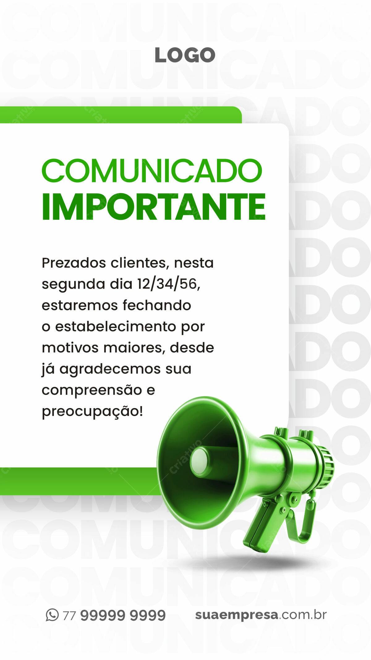 Comunicado Importante PSD Editável