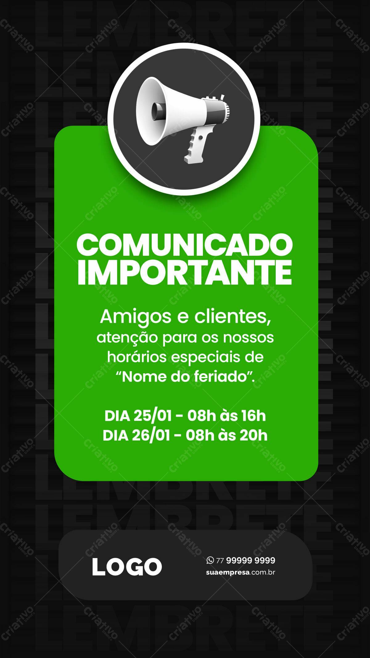 Flyer para Comunicado de Feriado PSD Editável