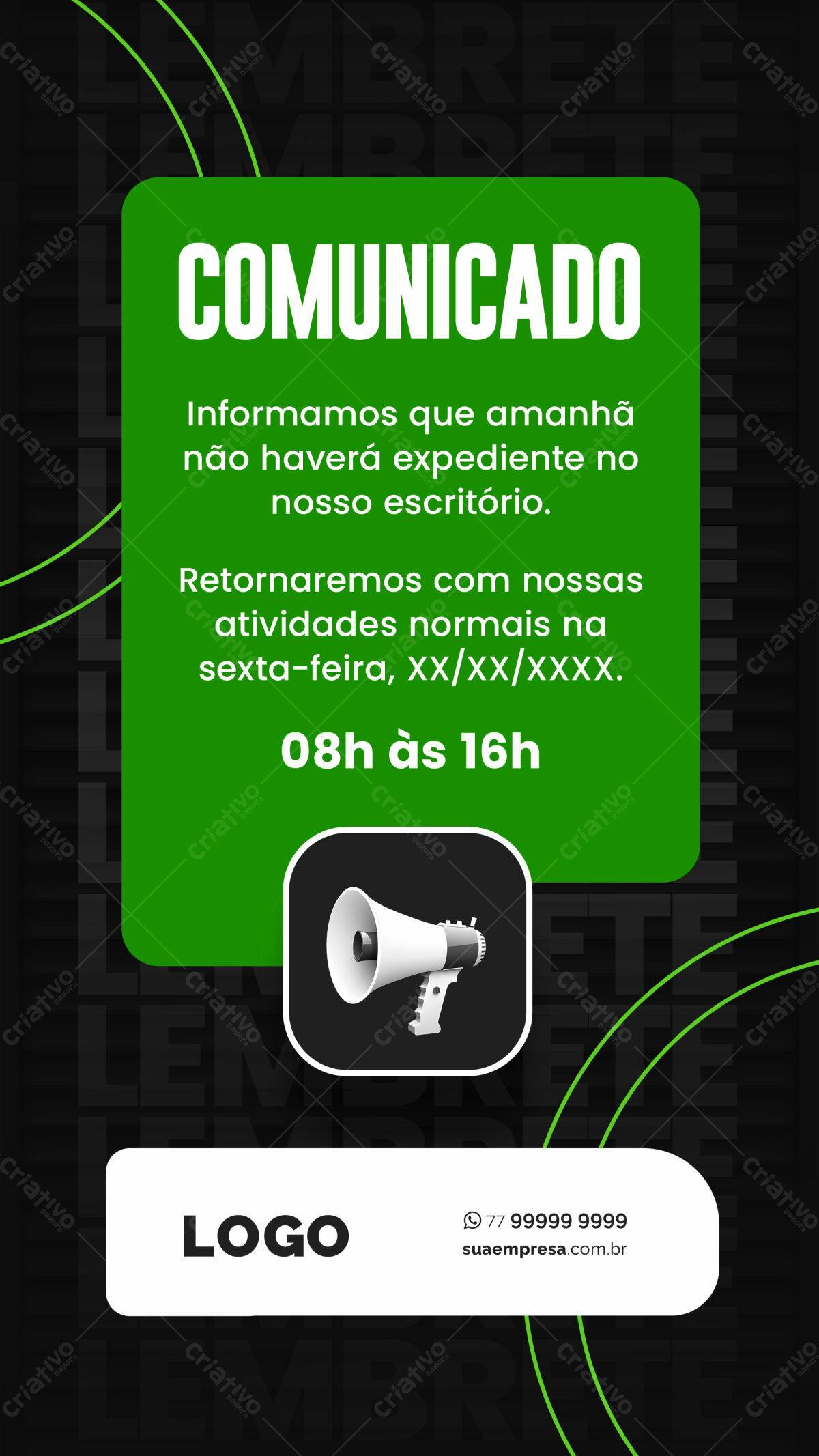Comunicado de Encerramento de Escritório PSD Editável
