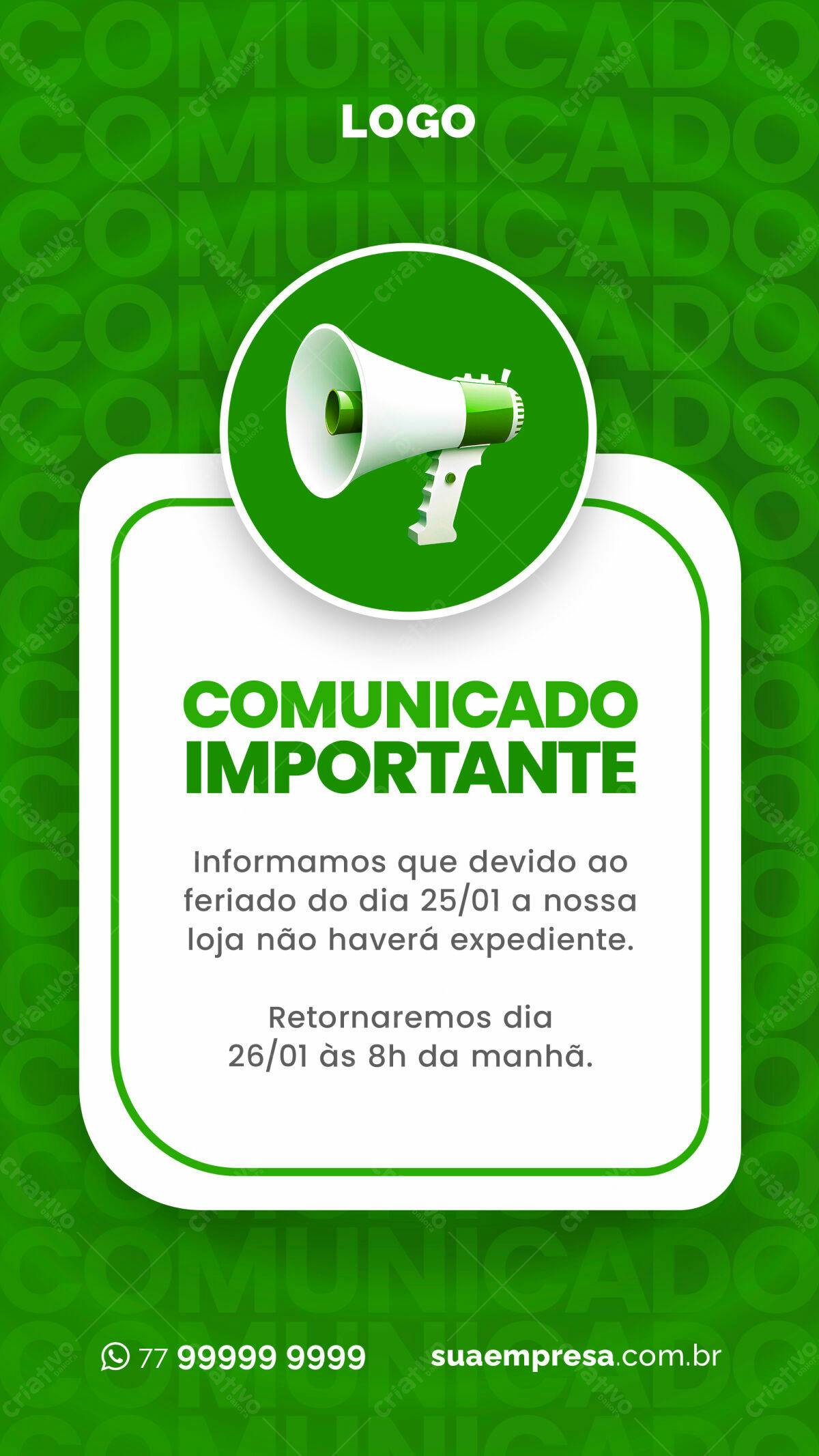 Flyer de Comunicado Importante PSD Editável
