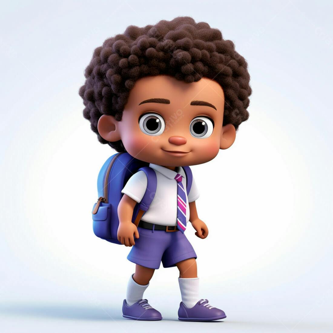 Menino negro com mochila indo para escola
