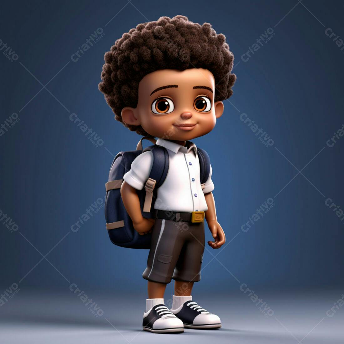 Menino negro com mochila indo para escola