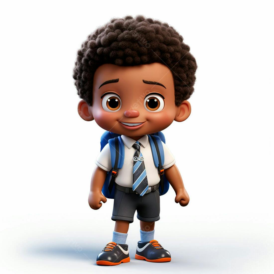 Menino afrodescendente com mochila escolar