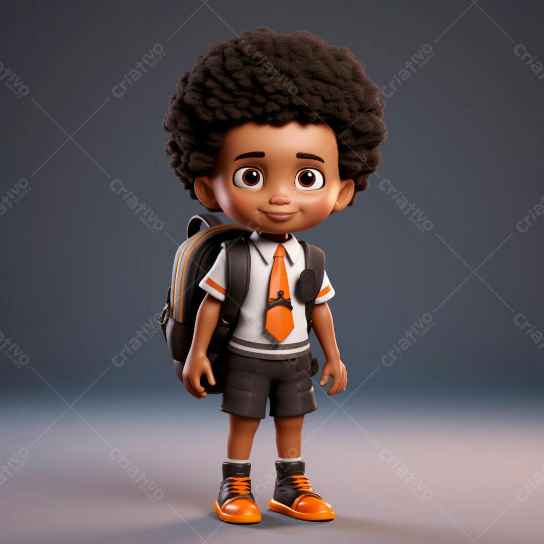 Menino negro com mochila indo para escola