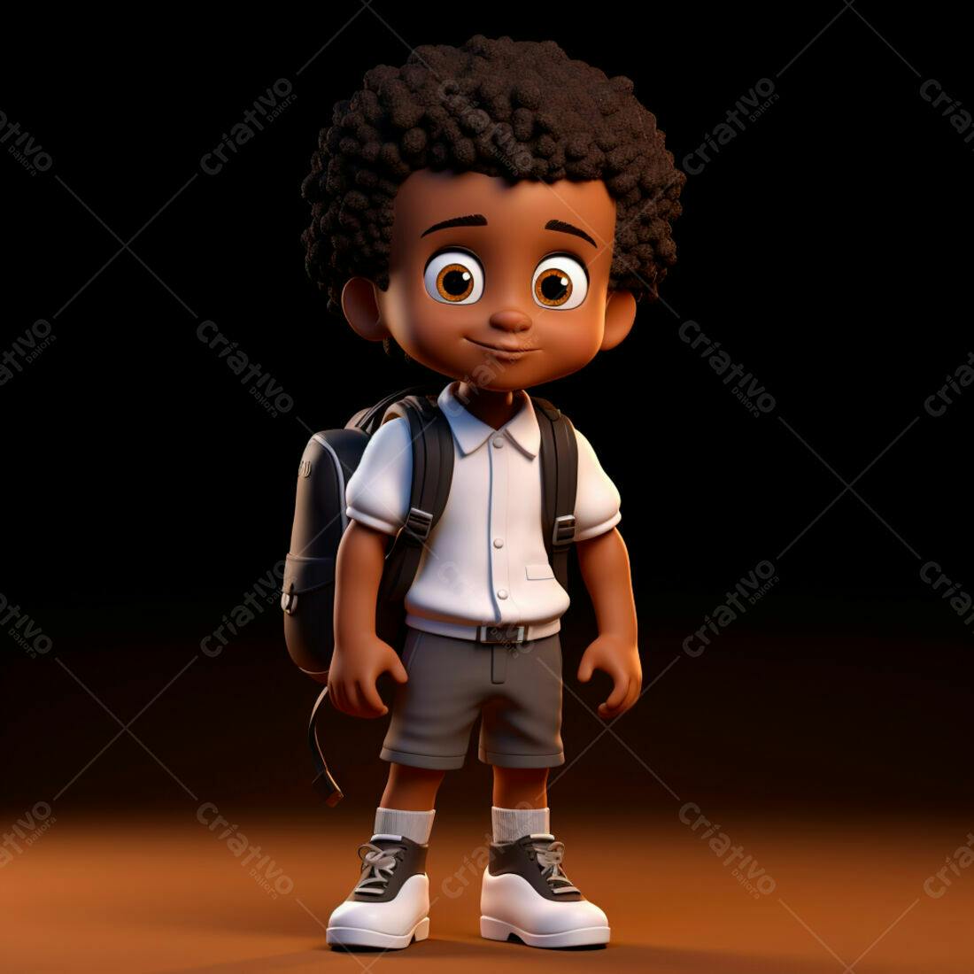 Menino negro com mochila escolar