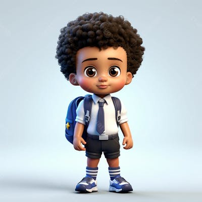 Animacao 3D De Volta As Aulas, Um Menino Negro Com Uma Mochila Nas Costas 12